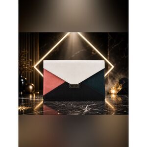 Celine Diamond Clutch Pony Hair Leather Medium Black Green Pink White Auth